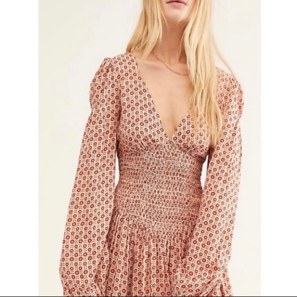 Free People Long Sleeve Flower Printed Maxi Dress!
